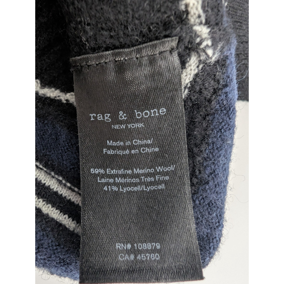 Rag and Bone Dianna Sweater Sz S Black Rugby Polo Preppy Oversize Retro - Picture 7 of 10